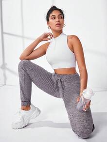 Hollow Out Racer Back Sports Tank Top - White - View 6