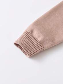 男小童條紋圖案插肩袖連帽套頭毛衣 - 駝色 - 查看 5