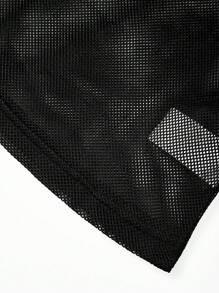 Niñas de malla Camiseta & con estampado de letra Top de tirantes - Negro - Ver 8