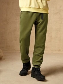 In My Nature 男士素色腰部抽繩衛褲 - 軍綠色 - 查看 5