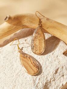 SHEIN VCAY Đá tự nhiên Hình giọt nước Vật rủ xuống Hoa tai - Nhiều màu - Xem 5