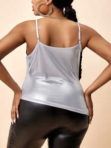 Maweii Hơn Viền chia cắt Kim loại Cami ngọn - Bạc - Xem 2