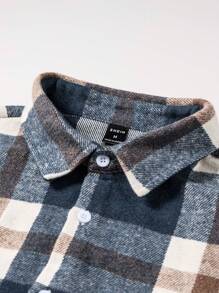 Manfinity Homme Men Plaid Print Pocket Patched Shirt - Navy Blue - View 4