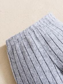 SHEIN 女小童2入組蝴蝶圖案條紋針織緊身打底褲