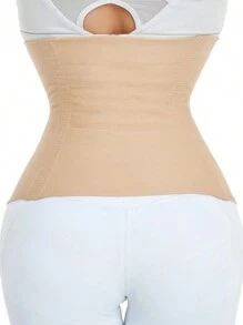 Myrelith Women's Casual Comfy Apricot High Stretch Fabric Button Front Waist Trainer