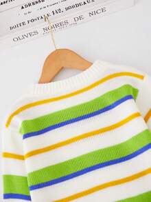 男小童塊狀條紋圖案套頭毛衣 - 彩色 - 查看 4