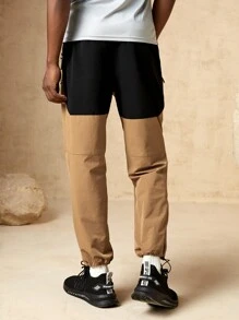 In My Nature Men Solid Drawstring Waist Outdoor Pants - Beige - View 2