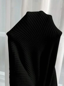 EMERY ROSE Solid Ribbed Knit V Neck Sweater,Long Sleeve Tops Knit Pullover Fall Winter Sweater - Black - View 4