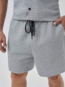 Manfinity VCAY Loose Plus Size Men Solid Pocket Front T-Shirt And Shorts Set