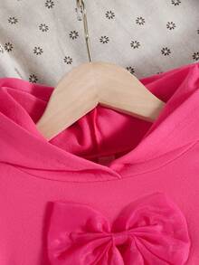 SHEIN 女小童前蝴蝶結連帽衫和緊身褲