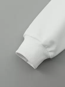 SHEIN Tween Boy Letter Patched Pullover & Expression Print Sweatpants & Bag - Black - View 3