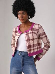 Lillian Butterworth 格紋印花前紐扣短夾克 - 彩色 - 查看 6