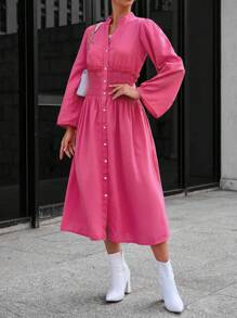 SHEIN Privé 缺口領荷葉袖襯衫洋裝