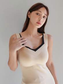 DAZY Contrast Binding Thermal Underwear Vest Pajama