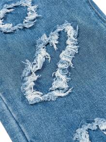 Teen Boy Ripped Frayed Jeans - Medium Wash - View 6