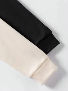 SHEIN Unity 2入組字母圖案袋鼠口袋抽繩保暖連帽衫 - 彩色 - 查看 5