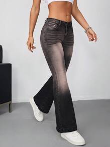 SHEIN EZwear Jeans de pierna amplia talle bajo