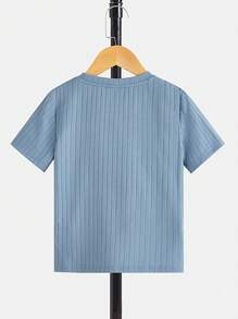 SHEIN 小男童素色T恤 - 霧霾藍 - 查看 2