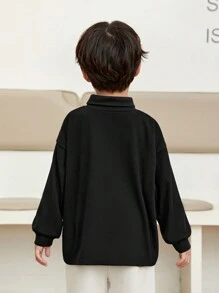 SHEIN Boys Letter Graphic Drop Shoulder Tee With Scarf - Black - View 2