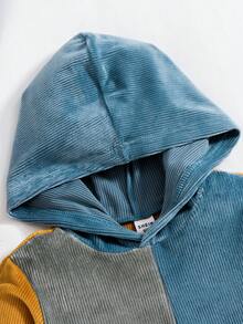 Young Boy Color Block Kangaroo Pocket Hoodie - Multicolor - View 3