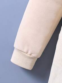 Tween Boy 1pc Letter Patched Flap Pocket Hooded Tover & 1pc Overall Jumpsuit