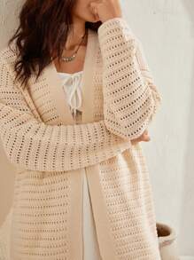 Bohemela Cardigan mit Fransen-Saum und Dropped-Shoulder - Aprikosenfarben - Übersicht 4