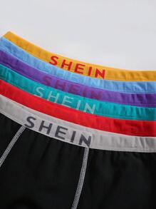 Tween Boy 6pcs Letter Graphic Top-stitching Contrast Tape Boxer Brief - Multicolor - View 3