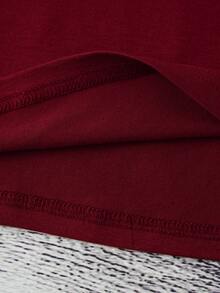 SHEIN EZwear Top tank con estampado de letra - Burdeos - Ver 3