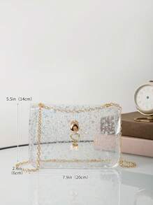 Star Print Flap Chain Túi vuông thời trang rõ ràng - Nhiều màu - Xem 5