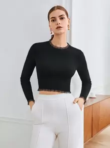 BizChic Kontrastowa koronka Krótki sweter