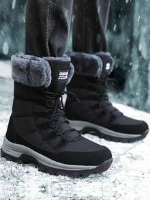 Men's Plush Snow Boots Black - Black - View 3