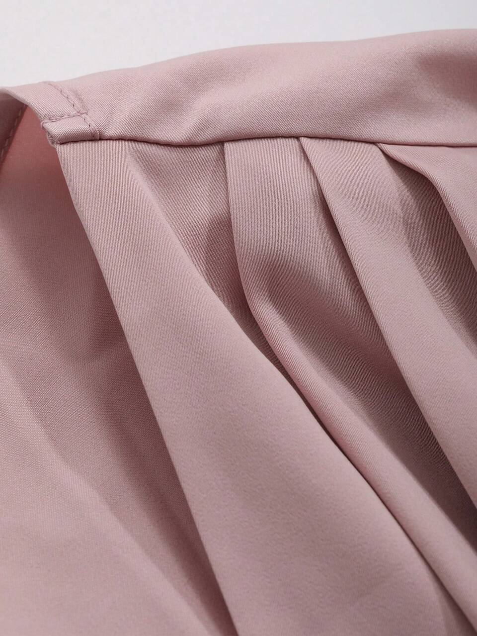 Solid Surplice Neck Blouse Long Sleeve Top