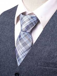 Men Plus Button Front Waistcoat Without Shirt - Dusty Blue - View 3