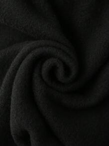 Manfinity Homme 男士大码手和標語圖案抽繩連帽衫 - 黑色 - 查看 4