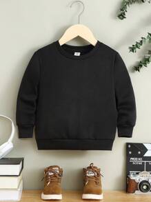 SHEIN 年輕男孩字母補丁細節前口袋運動衫