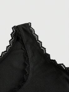 SHEIN Unity 蕾絲拼接前蝴蝶結背心上衣 - 黑色 - 查看 4