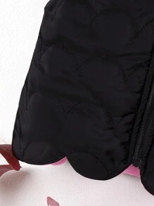 SHEIN Young Girl 1pc Zipper Front Reversible Vest Padded Coat - Black - View 3