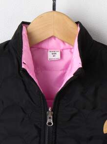 SHEIN Young Girl 1pc Zipper Front Reversible Vest Padded Coat - Black - View 5