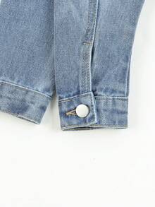 男小童破洞翻蓋口袋牛仔夾克不帶T恤 - 中等水洗藍 - 查看 8