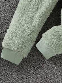 SHEIN 女小童卡通刺繡荷葉邊絨毛衛衣和褲子&包 - 綠色 - 查看 3