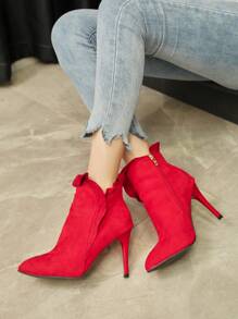Women's Fashionable Red High Heel Boots - Red - View 1