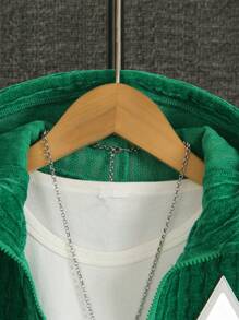 男小童字母補丁細節連帽夾克和運動褲不帶T恤 - 綠色 - 查看 3