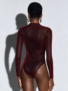 Maija 透視網紗連身背心不附胸罩 - 黑色 - 查看 2