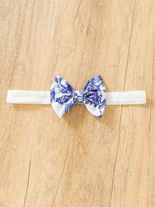 SHEIN 女嬰花和字母圖案荷葉邊洋裝和頭巾 - 藍色 - 查看 4