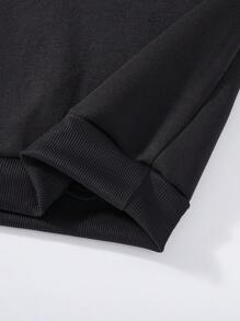 Young Boy Santa Claus Print Hooded Fleece Sweatshirt, Christmas Gift - Black - View 6