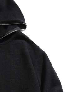 Men Zip Up Hooded Cardigan - Black - View 3