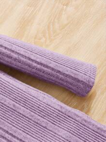 SHEIN Leap Crew Tween女孩針織純色連帽長袖連衣裙