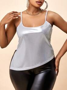 Maweii Hơn Viền chia cắt Kim loại Cami ngọn - Bạc - Xem 6