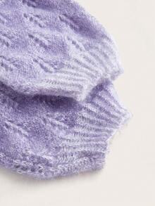 SHEIN MOD Jersey flor estéreo de hombros caídos - Morado - Ver 3