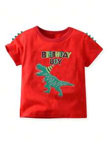 Young Boy Dinosaur & Letter Graphic Tee